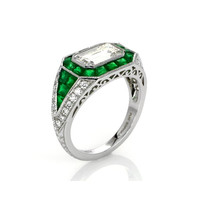 1.20 Ct. Emerald and Diamond Ring - Platinum 950 Image