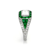 1.20 Ct. Emerald and Diamond Ring - Platinum 950 Image