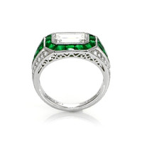 1.20 Ct. Emerald and Diamond Ring - Platinum 950 Image