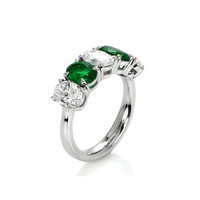 1.36 Ct. Emerald Natural Diamond Accent Stones Ring, Platinum 950 Image