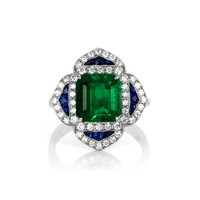 3.27 Ct. Emerald Natural Diamond Pave Ring, Platinum 950 Video