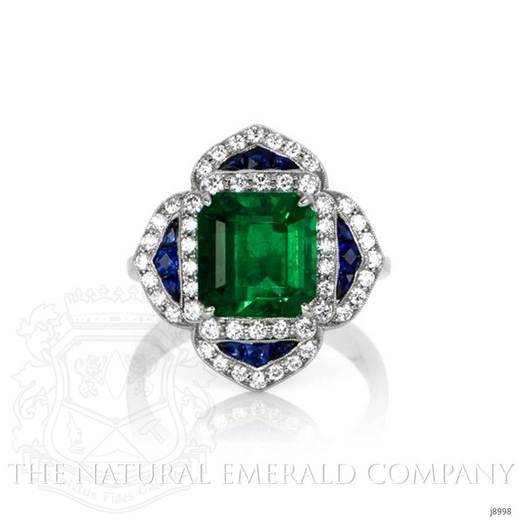 3.27 Ct. Emerald Natural Diamond Pave Ring, Platinum 950