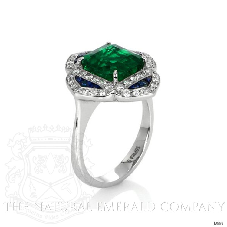 3.27 Ct. Emerald Natural Diamond Pave Ring, Platinum 950