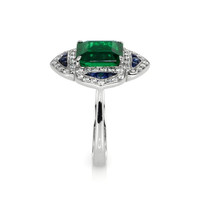 3.27 Ct. Emerald Natural Diamond Pave Ring, Platinum 950 Image