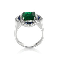 3.27 Ct. Emerald Natural Diamond Pave Ring, Platinum 950 Image