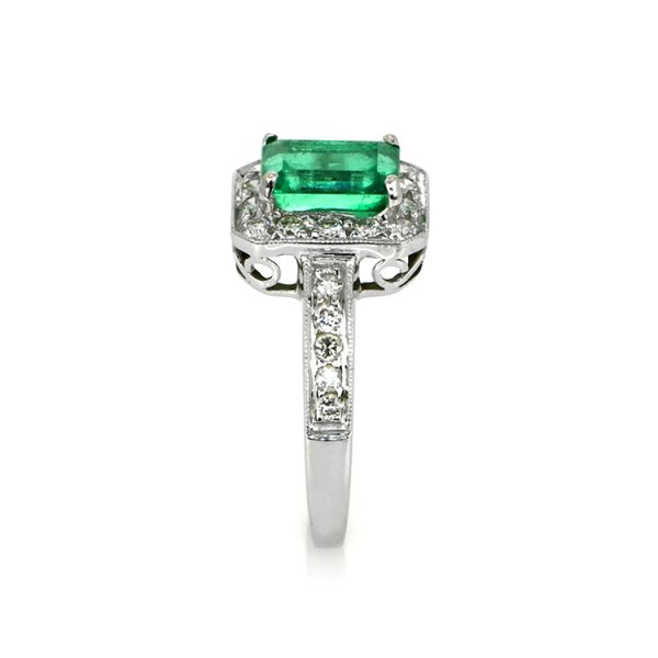 Emerald Ring Emerald Cut 1.6 Ct. 18K White Gold J9002 The