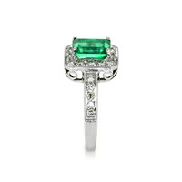 1.60 Ct. Emerald Natural Diamond Pave Ring, 18K White Gold Image
