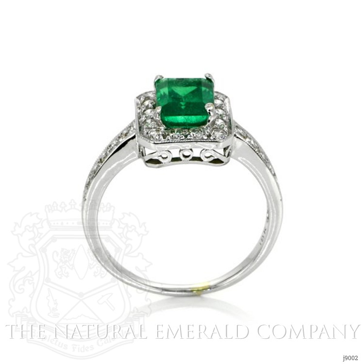 1.60 Ct. Emerald Natural Diamond Pave Ring, 18K White Gold