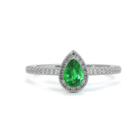 0.35 Ct. Emerald Natural Diamond Pave Ring, 18K White Gold Video