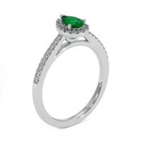 0.35 Ct. Emerald Natural Diamond Pave Ring, 18K White Gold Image