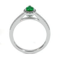 0.35 Ct. Emerald Natural Diamond Pave Ring, 18K White Gold Image