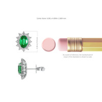 1.00 Ct.Tw. Emerald Natural Diamond Halo Earrings, 18K White Gold Image