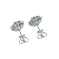 1.00 Ct.Tw. Emerald Natural Diamond Halo Earrings, 18K White Gold Image