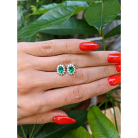 1.00 Ct.Tw. Emerald Natural Diamond Halo Earrings, 18K White Gold Life Style