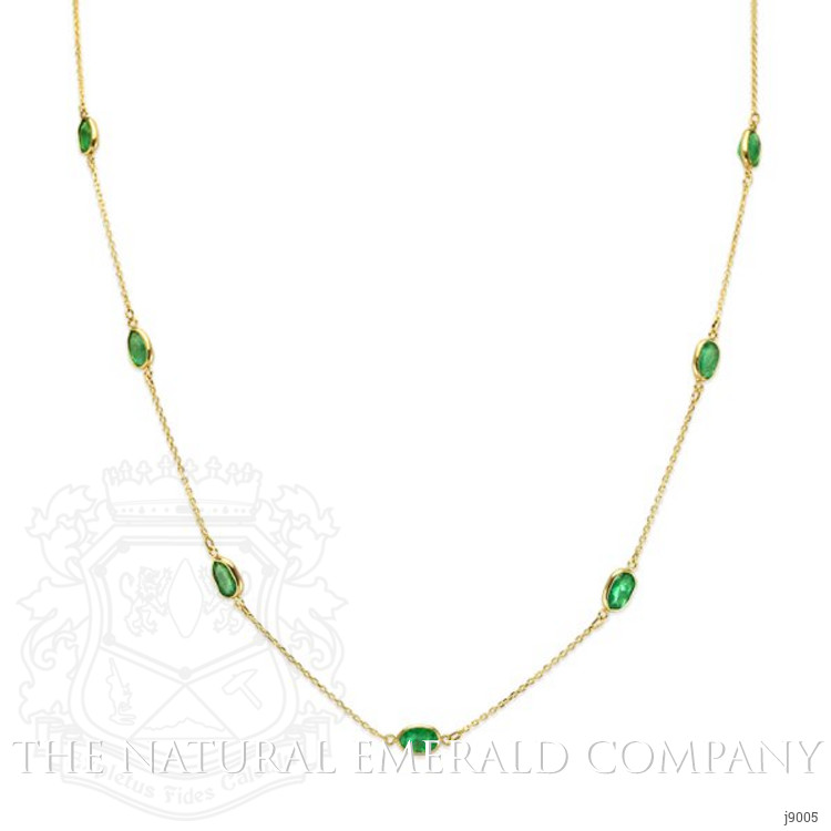 5.02 Ct. Emerald Bezel Necklace, 18K Yellow Gold