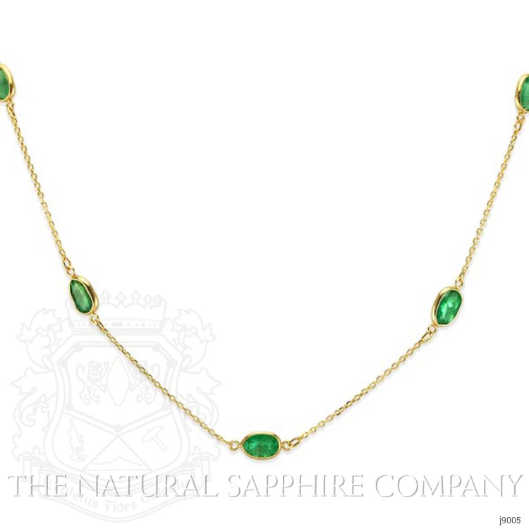5.02 Ct. Emerald Bezel Necklace, 18K Yellow Gold