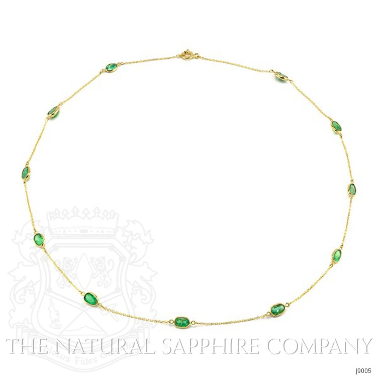 5.02 Ct. Emerald Bezel Necklace, 18K Yellow Gold