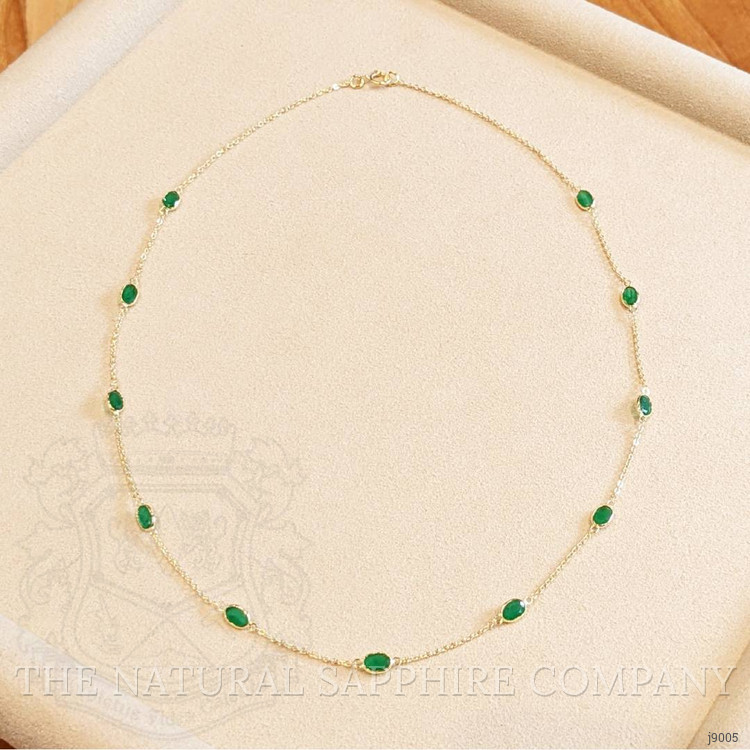 5.02 Ct. Emerald Bezel Necklace, 18K Yellow Gold