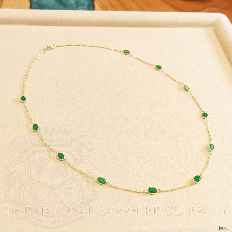 5.02 Ct. Emerald Bezel Necklace, 18K Yellow Gold