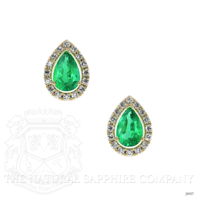 0.80 Ct.Tw. Emerald Natural Diamond Pave Earrings, 14K Yellow Gold