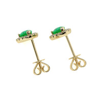 0.80 Ct.Tw. Emerald Natural Diamond Pave Earrings, 14K Yellow Gold Image