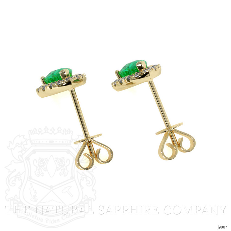 0.80 Ct.Tw. Emerald Natural Diamond Pave Earrings, 14K Yellow Gold