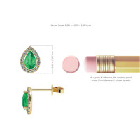 0.80 Ct.Tw. Emerald Natural Diamond Pave Earrings, 14K Yellow Gold Image