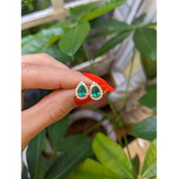 0.80 Ct.Tw. Emerald Natural Diamond Pave Earrings, 14K Yellow Gold Life Style