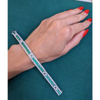 4.03 Ct.Tw.Total Carat Weight Emerald and Diamond Tennis/Line Bracelet, Platinum 950 Life Style