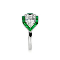 1.80 Ct. Emerald Natural Diamond Antique Style Ring, Platinum 950 Image