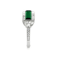 1.10 Ct. Emerald Natural Diamond Antique Style Ring, Platinum 950 Image