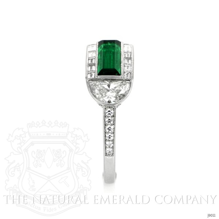 1.10 Ct. Emerald Natural Diamond Antique Style Ring, Platinum 950