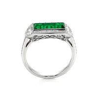 1.10 Ct. Emerald Natural Diamond Antique Style Ring, Platinum 950 Image