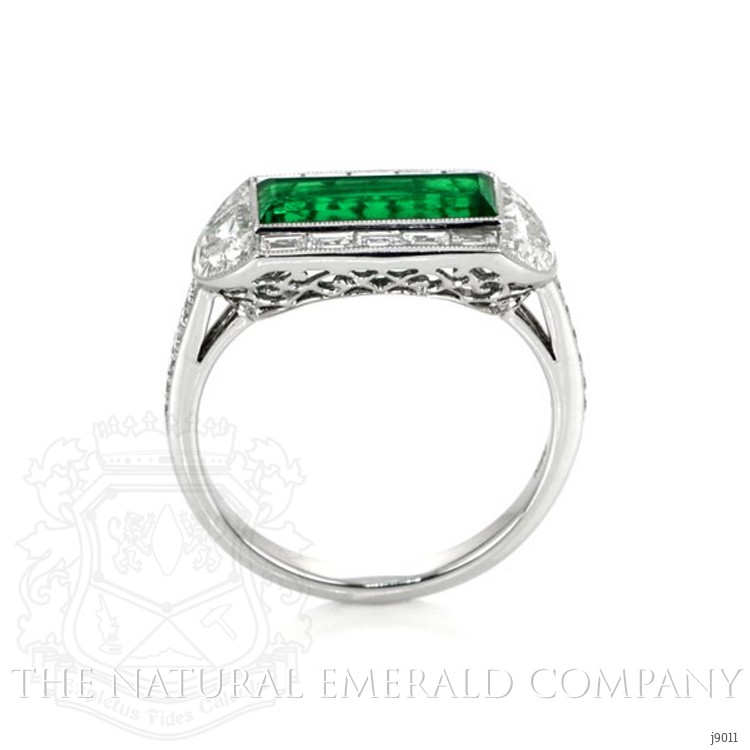 1.10 Ct. Emerald Natural Diamond Antique Style Ring, Platinum 950
