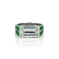 1.50 Ct. Emerald Natural Diamond Antique Style Ring, Platinum 950 Video
