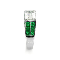 1.50 Ct. Emerald Natural Diamond Antique Style Ring, Platinum 950 Image