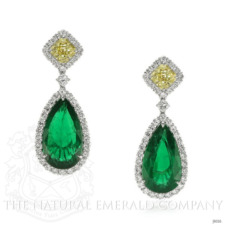18.98 Ct.Tw. Emerald Natural Diamond Earrings, Platinum 950