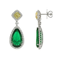 18.98 Ct.Tw. Emerald Natural Diamond Earrings, Platinum 950 Image