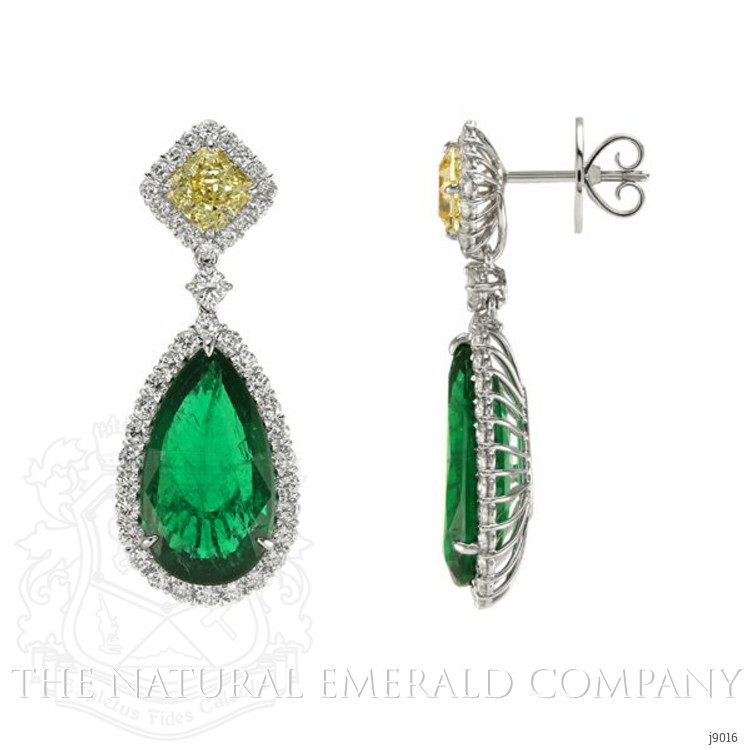 18.98 Ct.Tw. Emerald Natural Diamond Earrings, Platinum 950