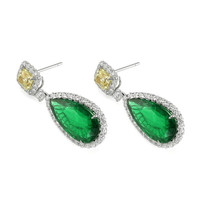 18.98 Ct.Tw. Emerald Natural Diamond Earrings, Platinum 950 Image