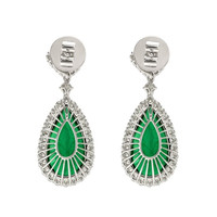 18.98 Ct.Tw. Emerald Natural Diamond Earrings, Platinum 950 Image
