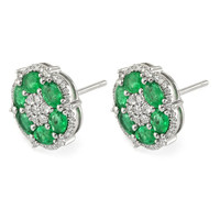 1.73 Ct.Tw.Total Carat Weight Emerald and Diamond Earrings, 18K White Gold Image