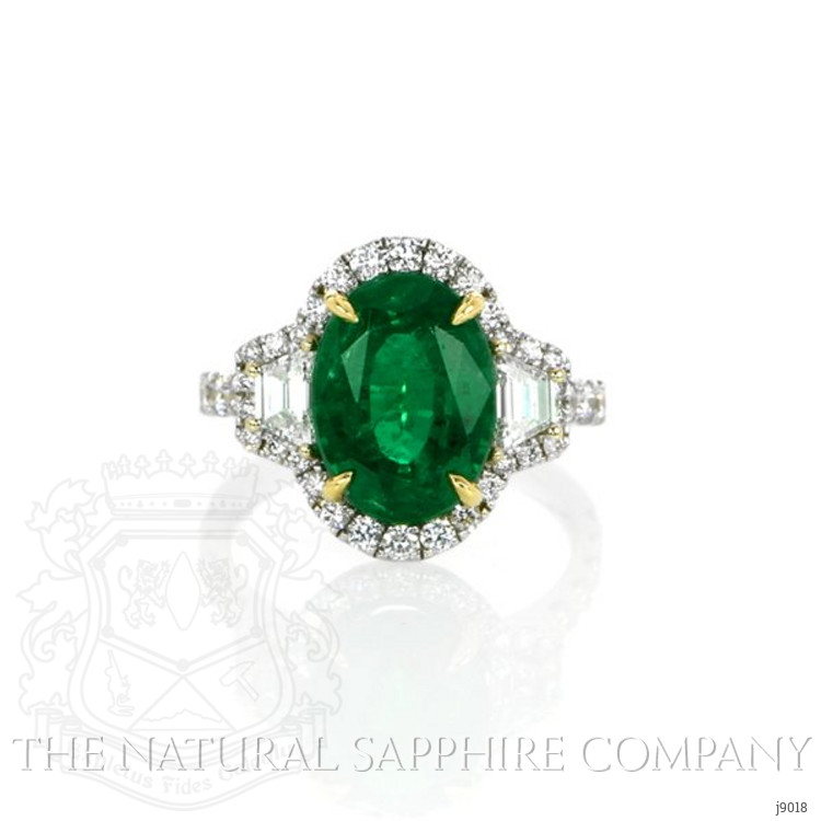 4.07 Ct. Emerald Natural Diamond Ring, 18K White Gold