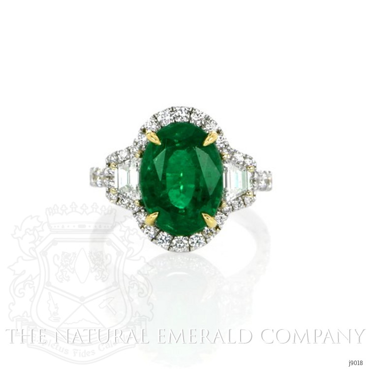 4.07 Ct. Emerald Natural Diamond Ring, 18K White Gold