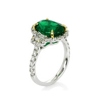 4.07 Ct. Emerald Natural Diamond Ring, 18K White Gold Image