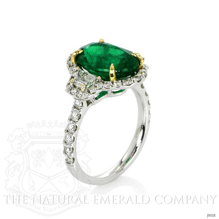 4.07 Ct. Emerald Natural Diamond Ring, 18K White Gold