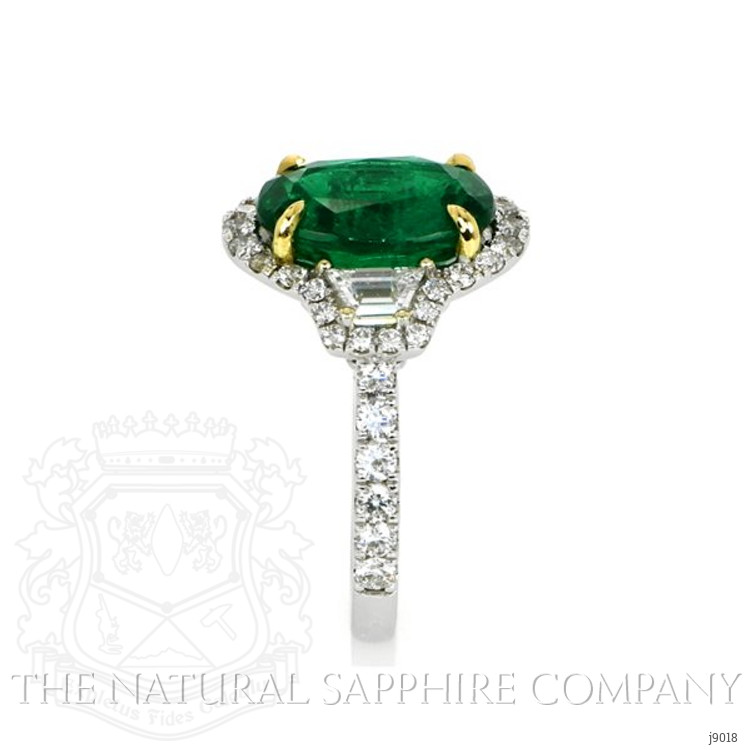 4.07 Ct. Emerald Natural Diamond Ring, 18K White Gold