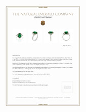 2.96 Ct. Emerald Natural Diamond Pave Ring, 18K White Gold Appraisal