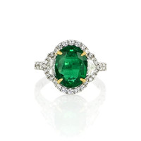 2.96 Ct. Emerald Natural Diamond Pave Ring, 18K White Gold Video