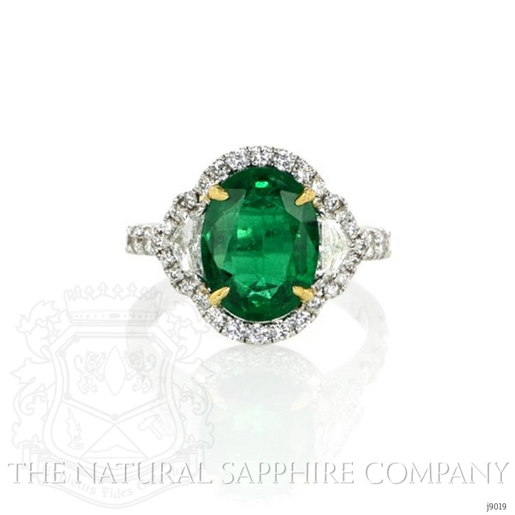 2.96 Ct. Emerald Natural Diamond Pave Ring, 18K White Gold